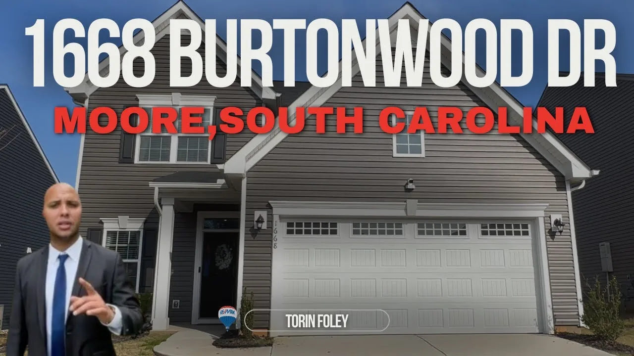 Front elevation of 1668 Burtonwood Drive in Moore, South Carolina